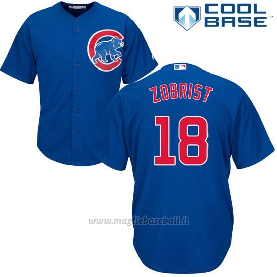 Maglia Baseball Uomo Chicago Cubs 18 Ben Zobrist Majestic Autentico Collezione Cool Base